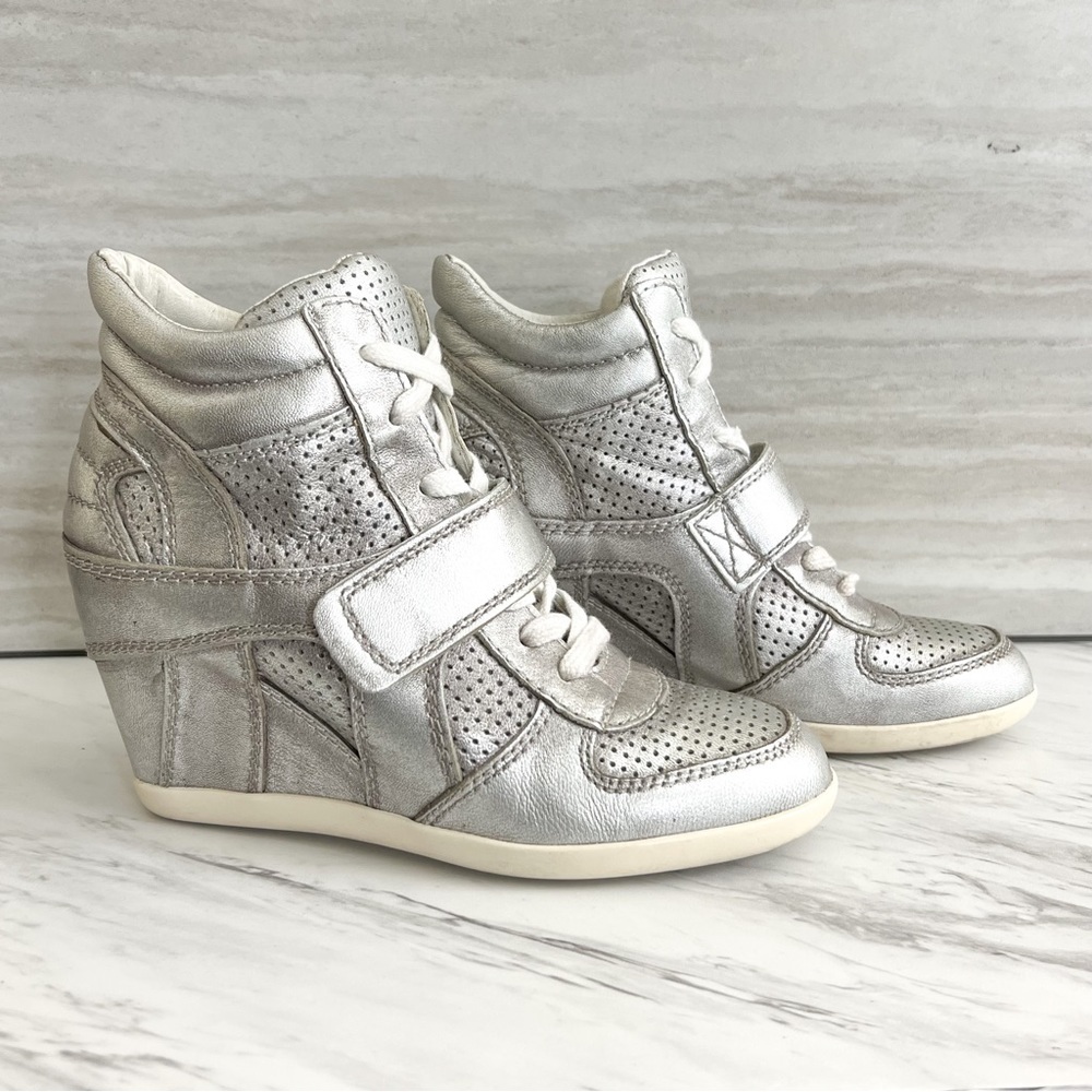 Ash Bowie Metallic Silver Hidden Wedge Sneakers Size 36​
